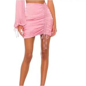 Lovers + Friends Revolve‎ Carlita Pink Ruched Pink Ruched Mini Skirt Size L NWOT